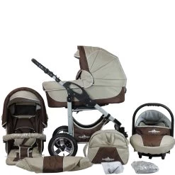 10tlg. Set: Kombi Kinderwagen "Capri" In Beige/Braun