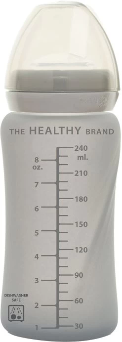 Straw Bottle Healthy Quiet Grey, Glas, 150 Ml