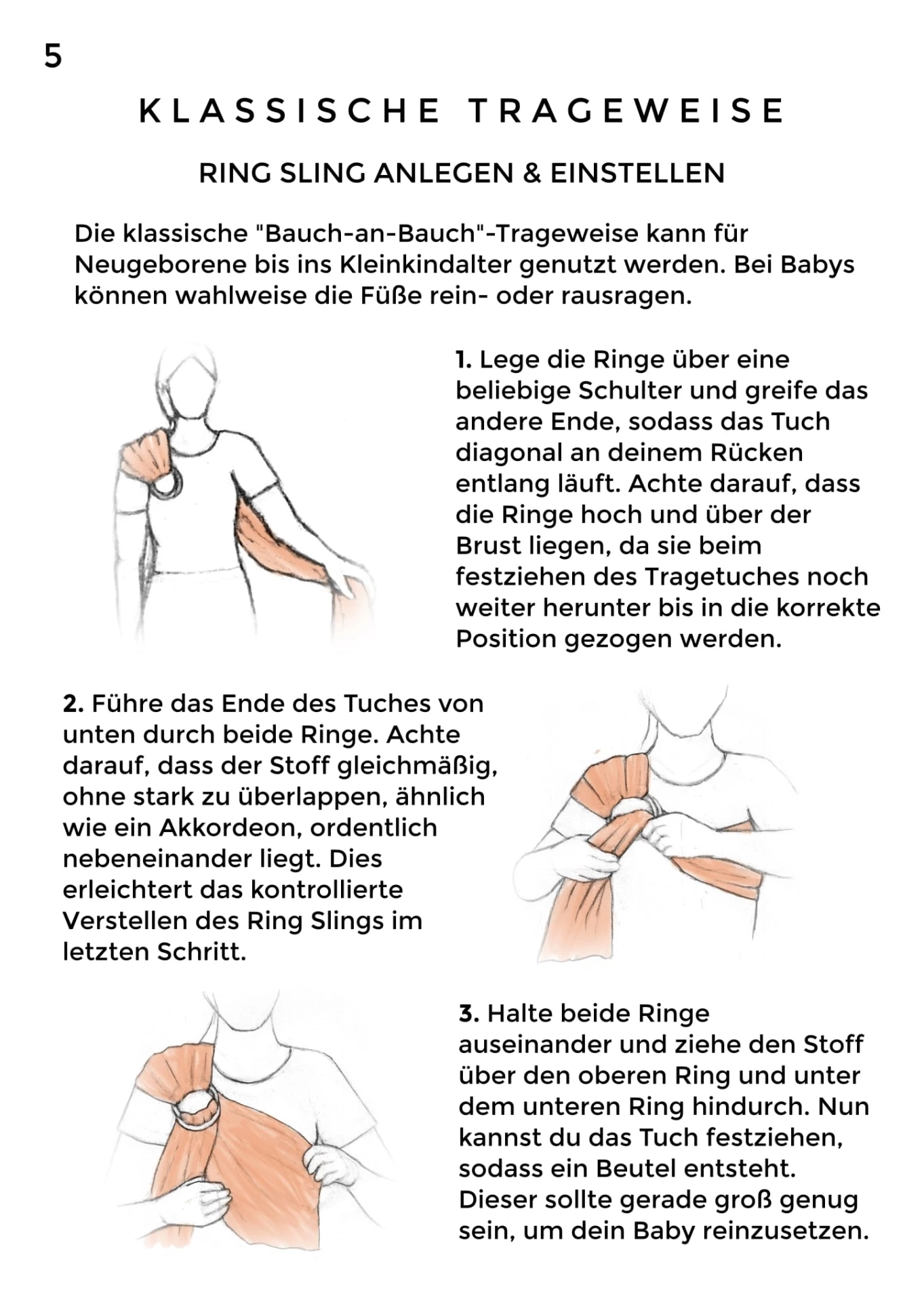 Ring Sling Tragetuch "DOVE" Hellgrau/ Naturweiß Gestreift Mit Silbernen Ringen 4 Ring Sling Tragetuch "DOVE" Hellgrau/ Naturweiß Gestreift Mit Silbernen Ringen – Bild 4