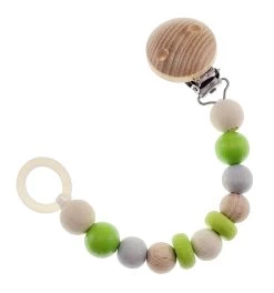 Schnullerkette In "natur/apfelgrün"