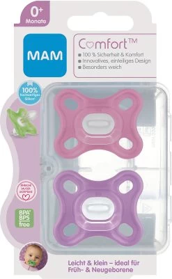 MAM Schnuller Comfort, Silikon, Gr. 0, 2er Pack, Girl -BabyTraum Deutschland Verkaufs-Shop mam schnuller comfort silikon gr 0 2er pack girl 2