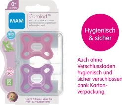 MAM Schnuller Comfort, Silikon, Gr. 0, 2er Pack, Girl -BabyTraum Deutschland Verkaufs-Shop mam schnuller comfort silikon gr 0 2er pack girl 3