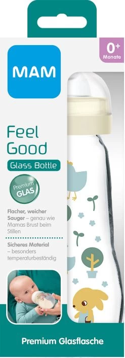 MAM Weithals Flasche Feel Good, 260 Ml, Silikonsauger, Hase/Küken -BabyTraum Deutschland Verkaufs-Shop mam weithals flasche feel good 260 ml silikonsauger hase kuken 2