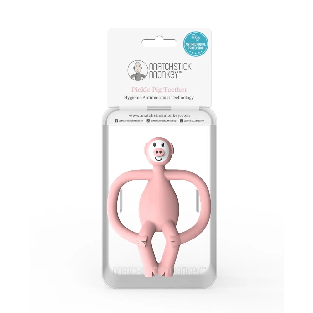 Matchstick Monkey Beißring / Zahnungshilfe Tiermotive Pickle Schwein 2 Matchstick Monkey Beißring / Zahnungshilfe Tiermotive Pickle Schwein – Bild 2