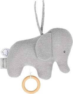 NATTOU Spieluhr Strick - Laufender Elefant, Grau