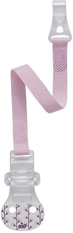 Schnullerband Mit Haken, Für Schnuller Mit Ring, Rosa