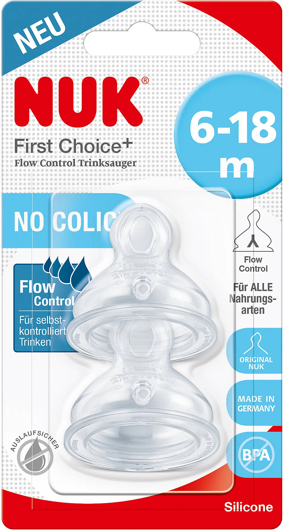 NUK First Choice+ Flow Control Silikon-Trinksauger, Kiefergerechte Form,... 2 NUK First Choice+ Flow Control Silikon-Trinksauger, Kiefergerechte Form,... – Bild 2