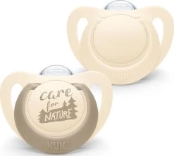 NUK For Nature Silikon-Schnuller, 6-18 M, 2 St, Beige