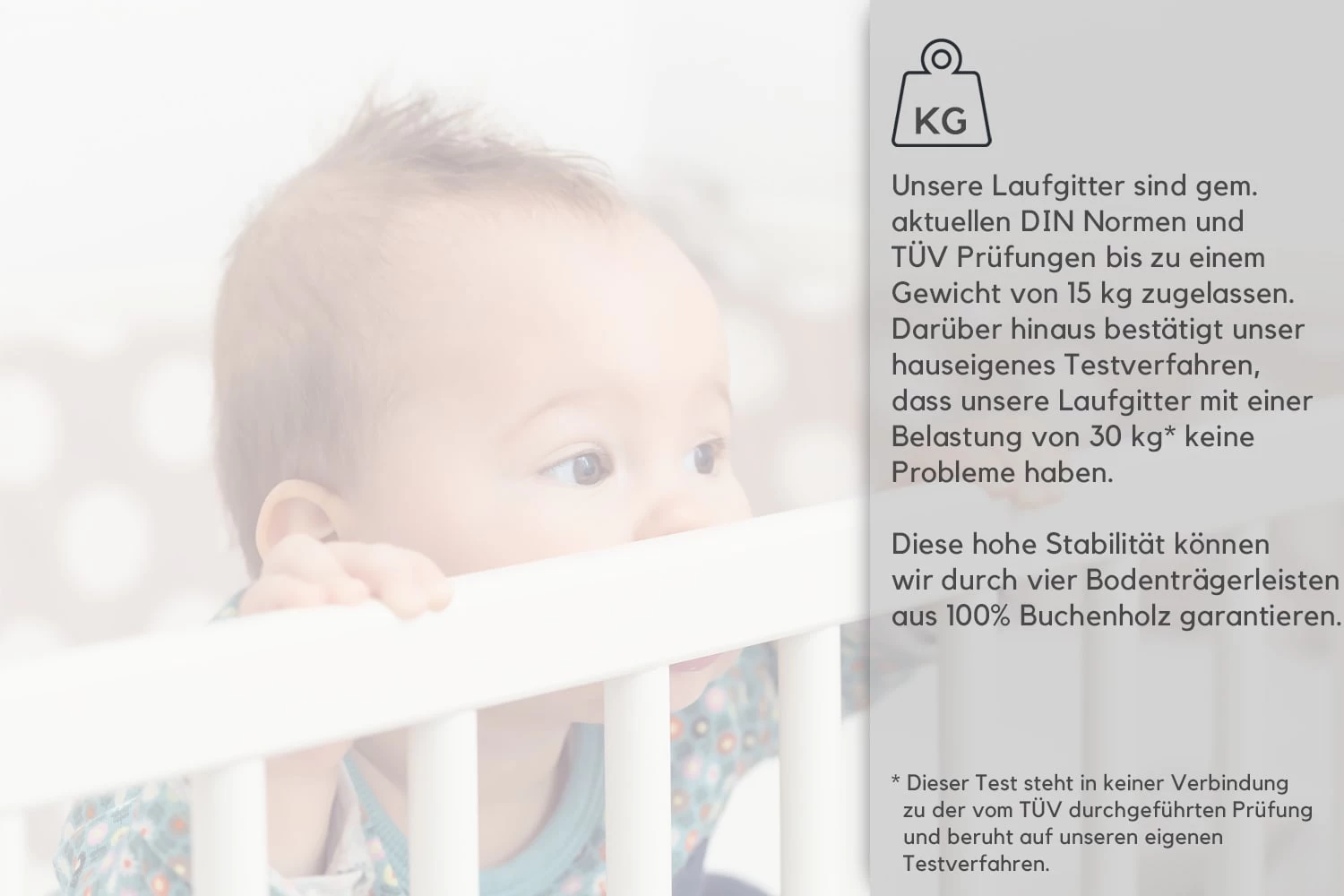 Laufgitter Mit Matratze In Weiß/natur - 100x100 Cm 4 Laufgitter Mit Matratze In Weiß/natur - 100x100 Cm – Bild 4