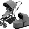 Thule Sleek + Bassinet, Stadtbuggy Mit Kinderkörbchen, Grey Melange